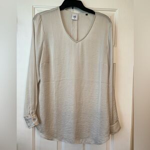 Cabi Classic Satin Tunic Blouse Cream Sz Medium